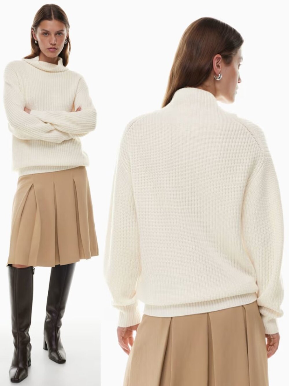 Wilfred Ivory 100% Merino Wool Montpellier Mockneck Sweater